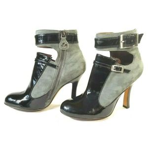 Modern Vintage Women's Evanise Ankle Bootie Size 36.5, Leather Black & Grey